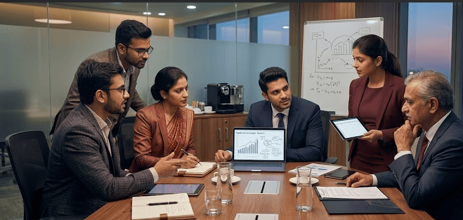 Neena Impex finance team in a strategy meeting